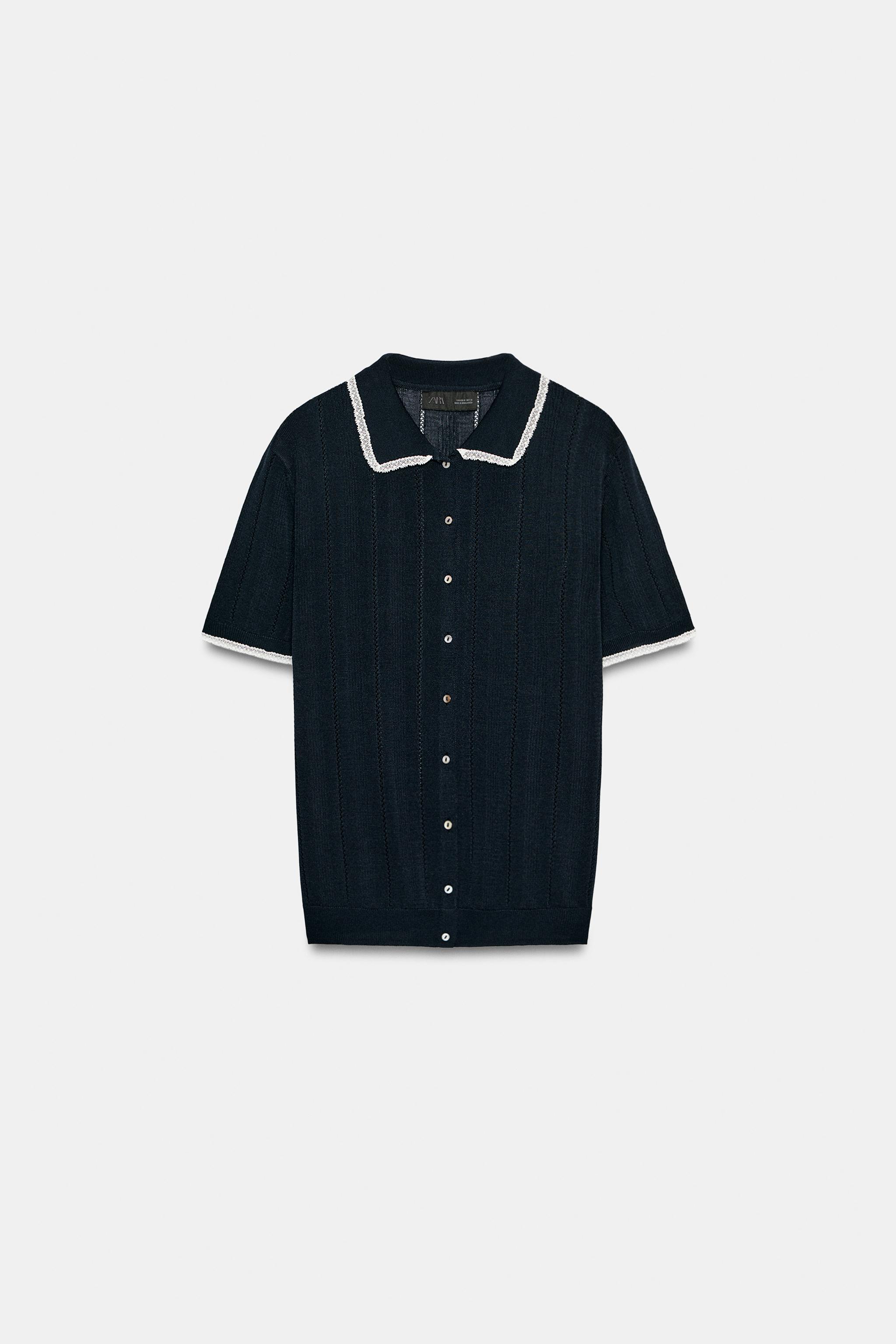 LACE TRIM KNIT POLO JACKET